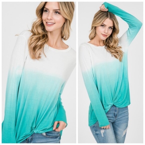 **2X HOST PICK** Aqua Ombre Twist Knot Top - Picture 2 of 2